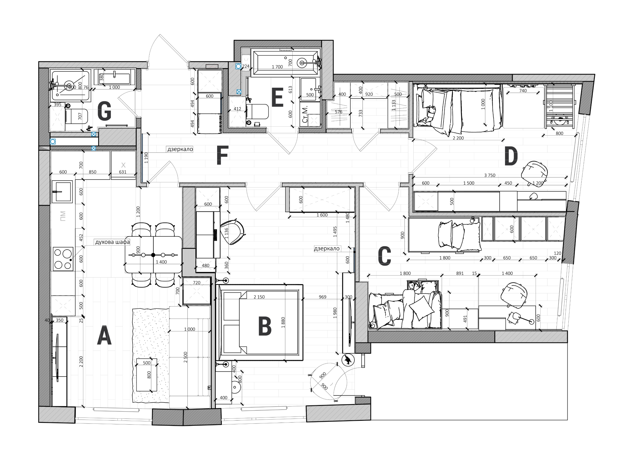 дизайн проект трехкомнатной квартиры 